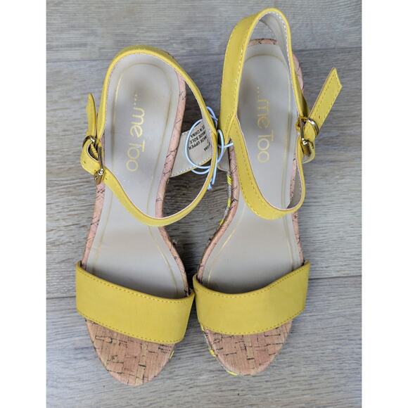NEW Μe Τoo Montana Sandals 7 Yellow Mustard Platform Slingback Wedge Cork Jute - Picture 7 of 9